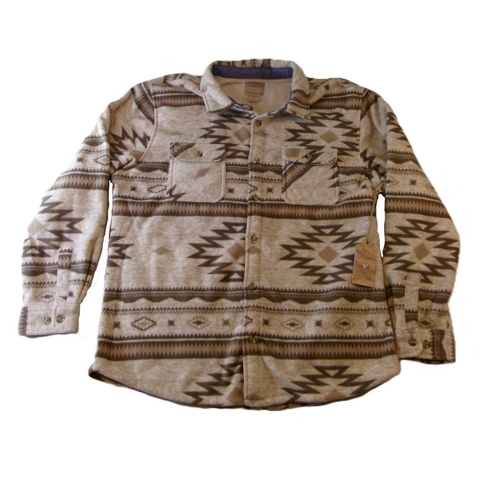 Telluride Clothing Co Mens XL Fleece Shirt Jacket Faux Fur Lined Southwestern